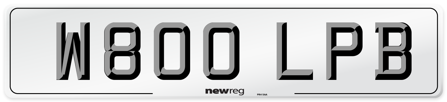 W800 LPB Number Plate from New Reg